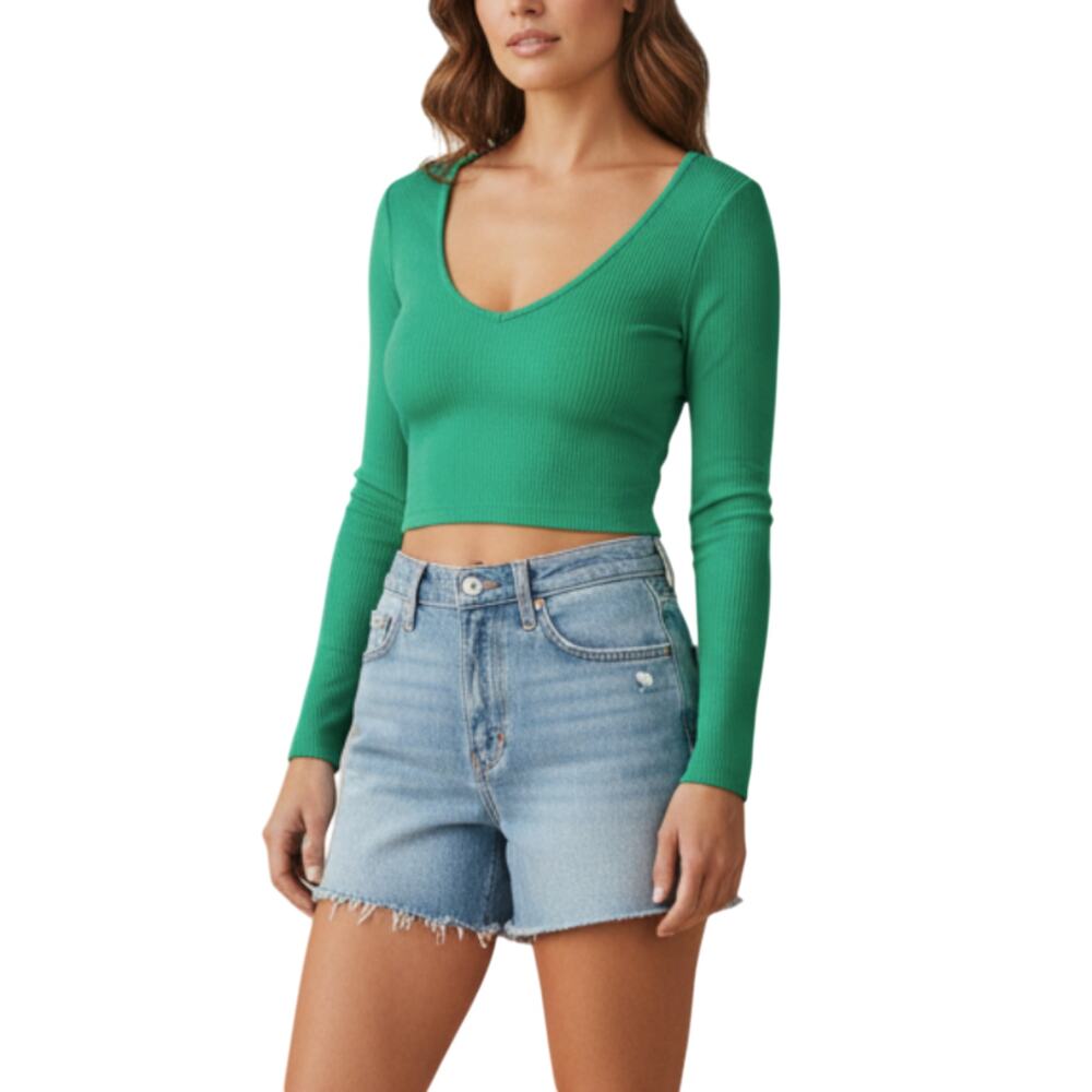 ARAMINTA JAMES Ocean Breeze Crinkle Top Sz 10/M Tropical Green Festival City NWT